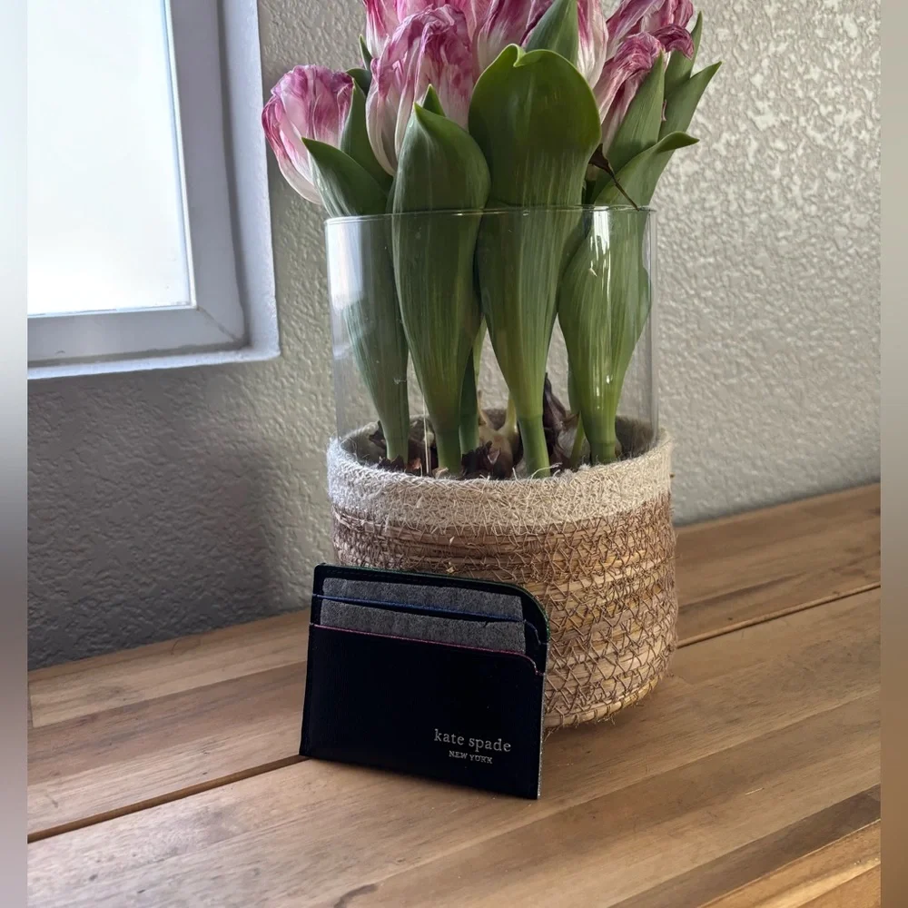 ♠️KATE SPADE nwt New York Devin Black multicolor card holder saffiano leather - Picture 3 of 12